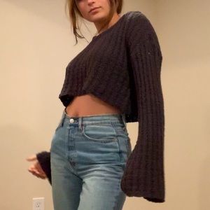 UO Cropped Belle Sleeve Sweater